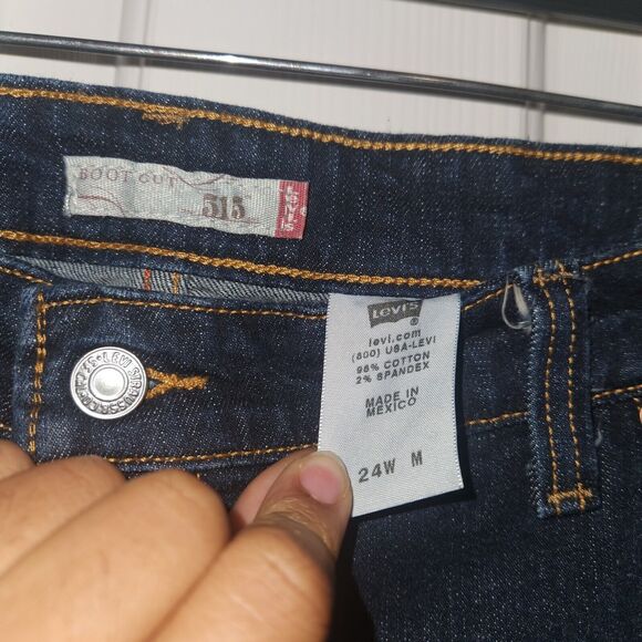 LEVI's 515 Bootcut Women Jeans Mid Rise Solid Blue Dark Wash Size 24W Red Label - Picture 6 of 7